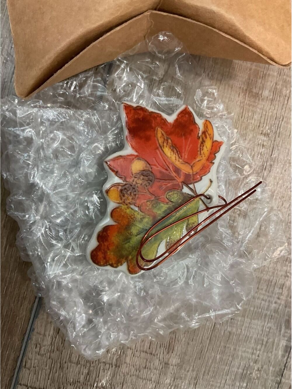 Longaberger Fall Leaves Foliage Acorn Tie on ornament New Autumn